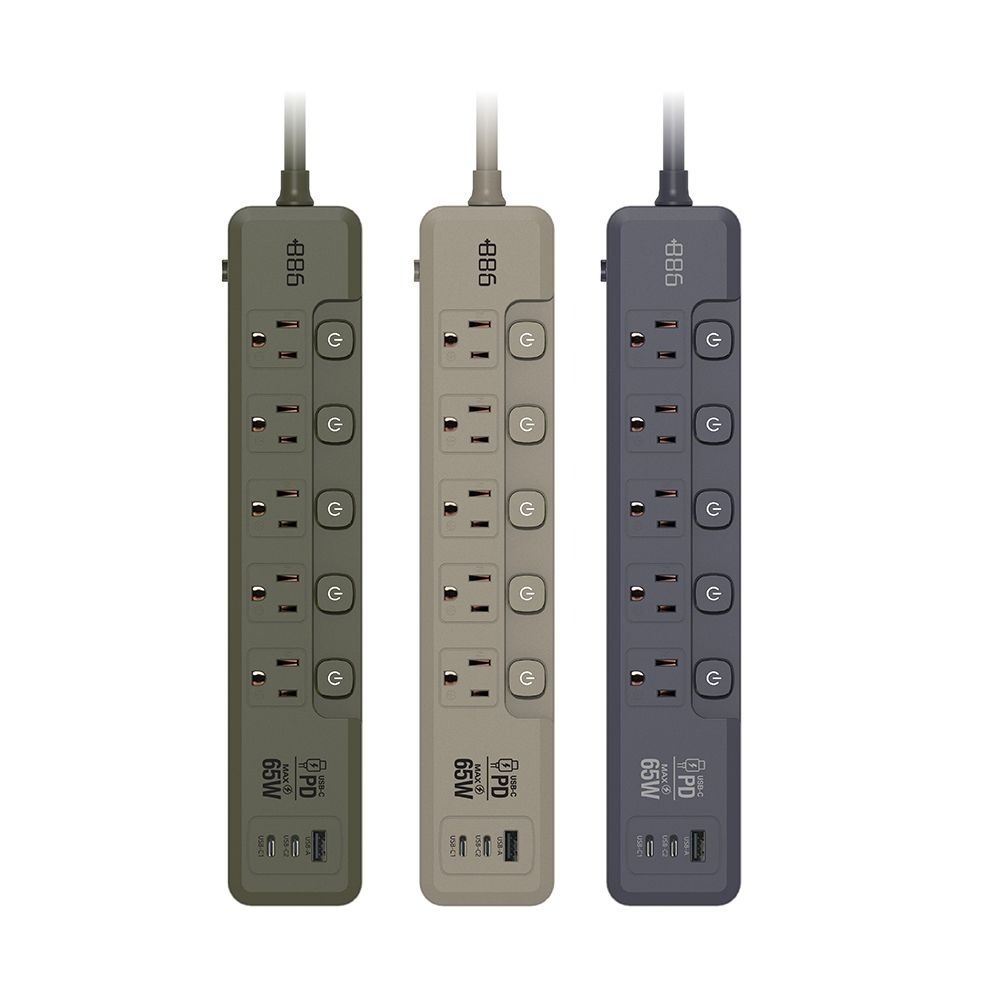 【+886極野家】3開3插1USB+2Type C PD 65W 快充延長線1.8米 V2-細節圖2