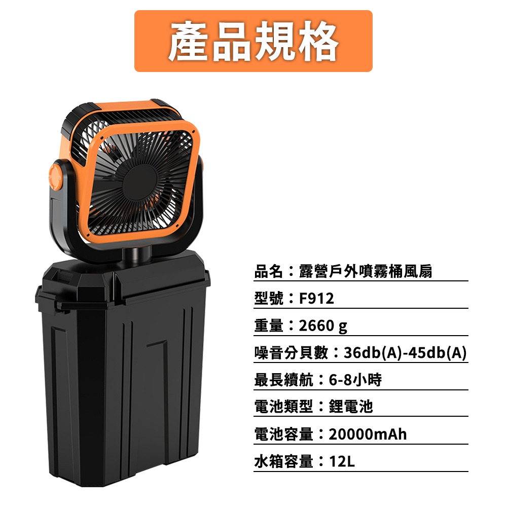 Portable Fan露營戶外噴霧桶水冷扇-細節圖5