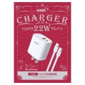HANG C62 PD+QC雙孔快充頭 22W充電器+Type-C/ Lighting快充線 旅充組 豆腐頭-規格圖2