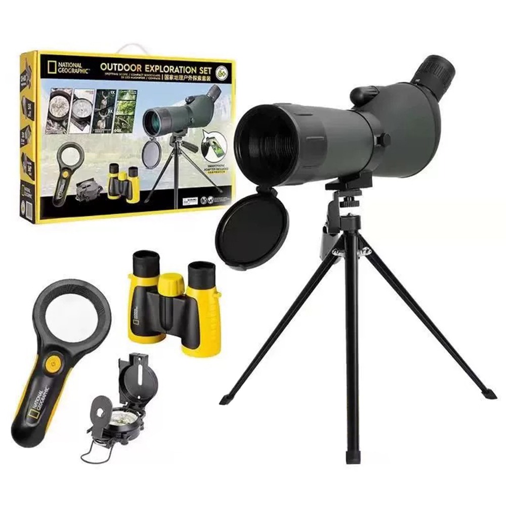 國家地理 觀鳥鏡套裝 觀鳥鏡+望遠鏡+放大鏡+指南針 兒童玩具 益智玩具 探索 教育 學習-細節圖2