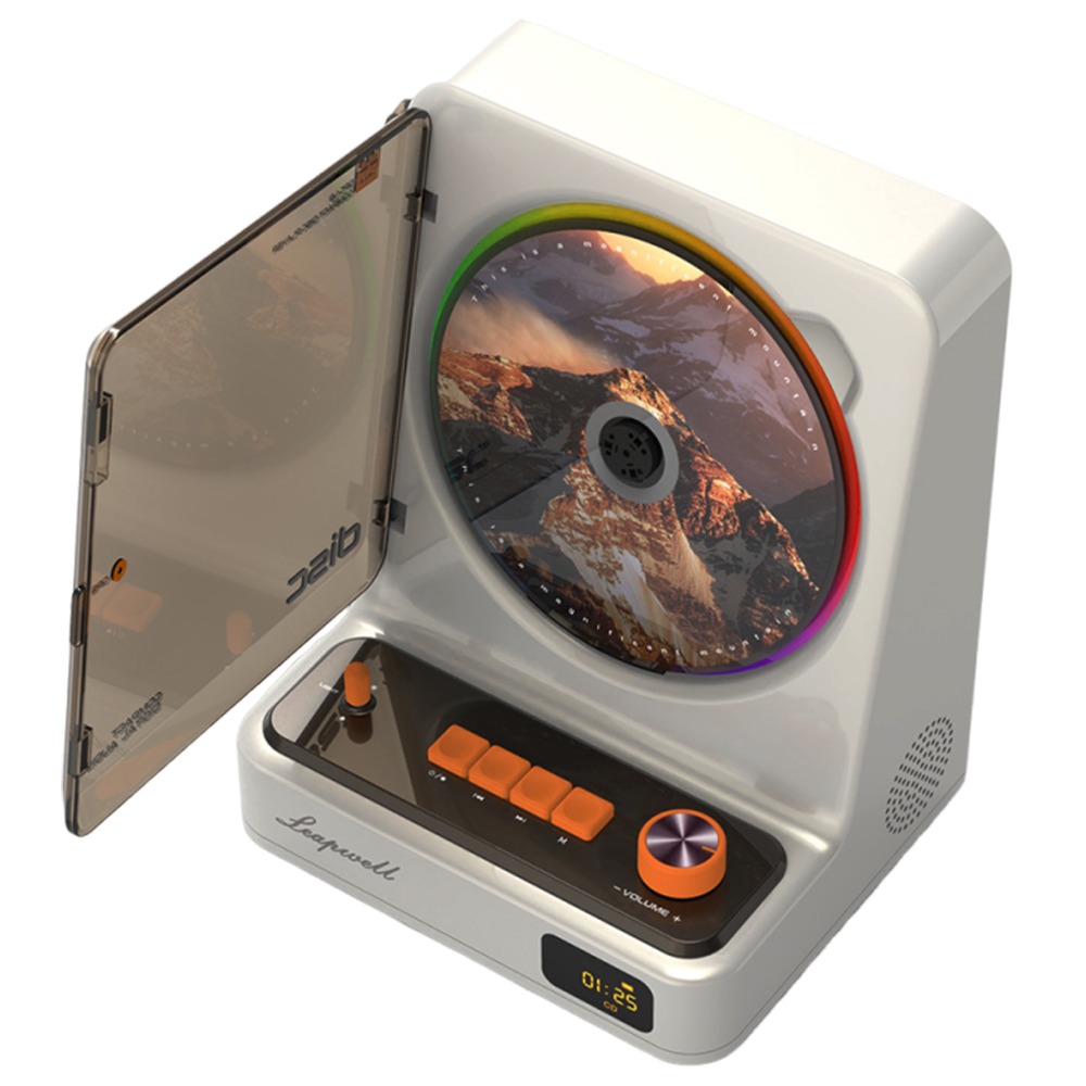 直立復古光碟唱片機 CD播放器 HIFI高音質 氛圍燈光 藍芽 FM廣播 USB 光纖 耳機 影音設備-細節圖2