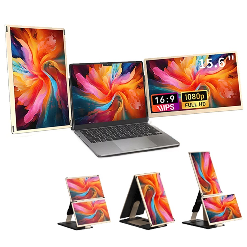 筆電 擴充 15.6吋雙螢幕外接顯示器 螢幕可直/橫顯示 1080P 雙USB-C接口 同步顯示 隨插即用 多種組合-細節圖2