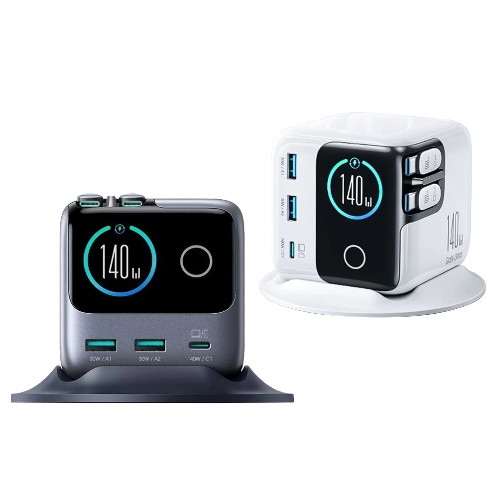 140W 多口充電器 顯示螢幕 自帶雙伸縮線 桌面充電器 5個輸出 可同時充電 氮化鎵GaN 加長雙伸縮線 PD 快充-細節圖2