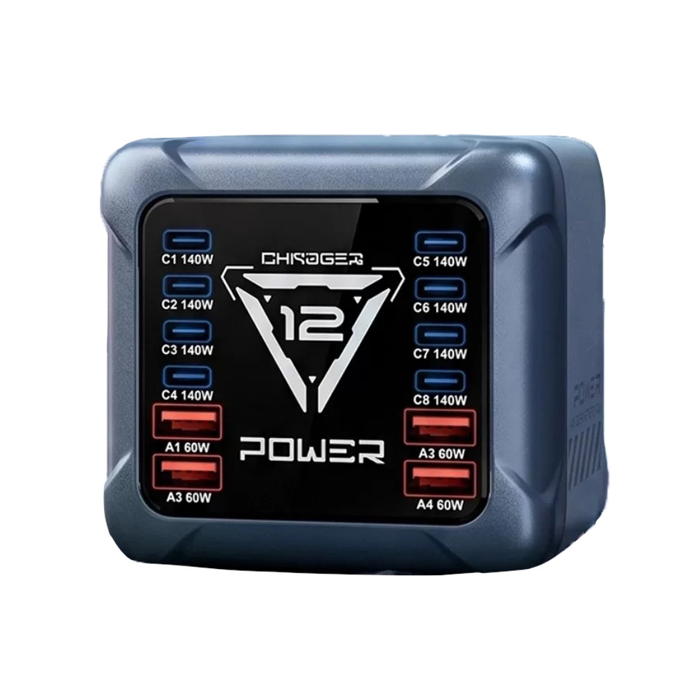 1200W 桌面充電器 GaN氮化鎵 140W單口輸出 快充 12口同時充 智能分流 氛圍燈-細節圖2