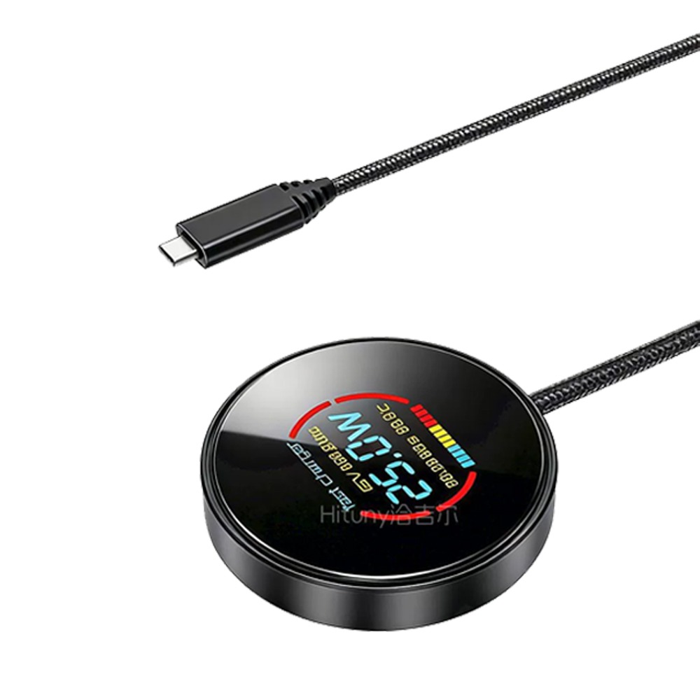 25W 快充 Qi 2.2 數據顯示 無線充電器 磁吸充電 數據顯示 鋼化玻璃螢幕 Magsafe iPhone17-細節圖2