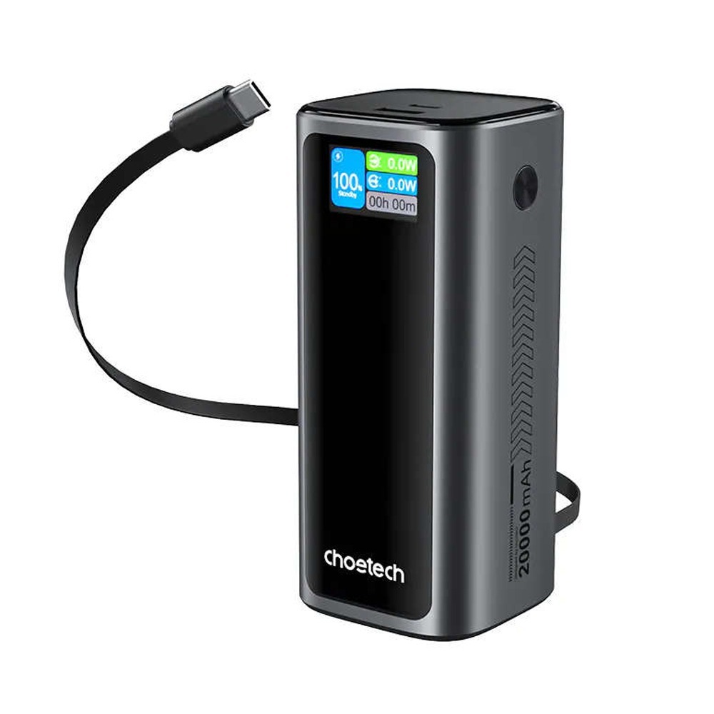 Choetech 20000mAh 自帶線行動電源 PD130W  筆電 快充 自帶線-細節圖2