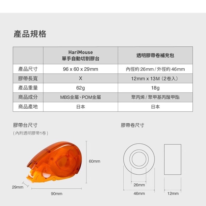 『LS王子』HariMouse 單手自動切割膠帶台 (內附含12mm x 13M 透明膠帶1卷) /自動切割膠帶台 KW-細節圖8