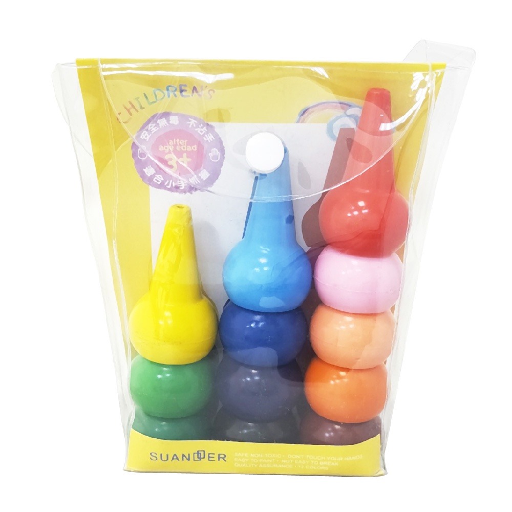 『LS王子』SUANDER 無毒不沾手可堆疊蠟筆 12/24色手指蠟筆 / 無毒蠟筆  手指蠟筆 蠟筆  雙德-細節圖4