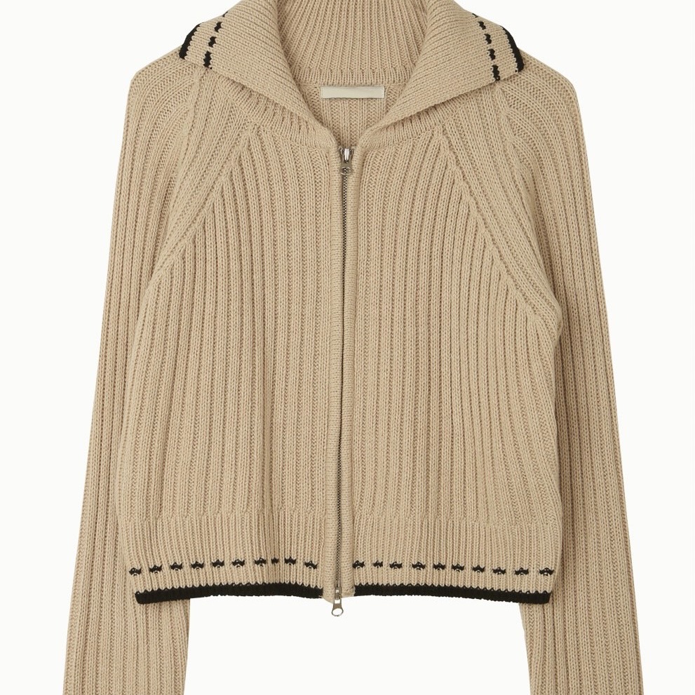 (淺褐現貨)❤️韓國東大門代購 拉鍊直線條滾邊針織上衣 正韓空運-細節圖5