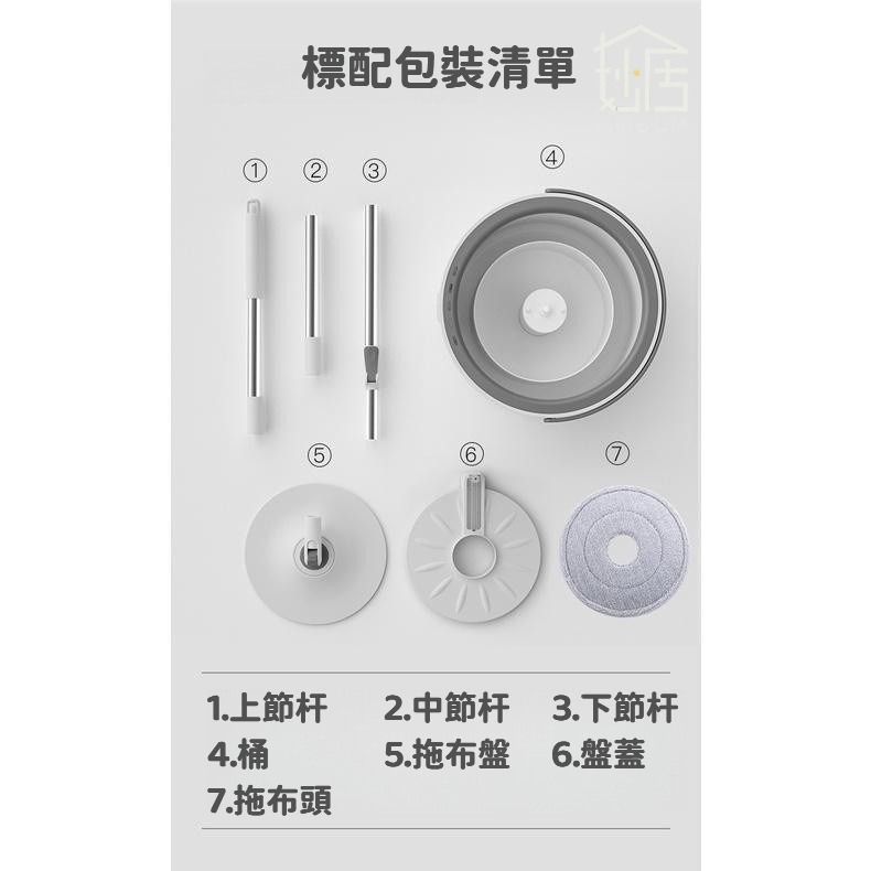淨污水分離拖把 家用旋轉拖把 懶人拖把 免手洗平板吸水拖把-細節圖8