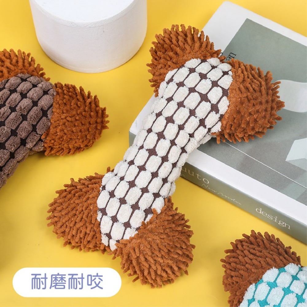 狗狗玩具 創意毛絨雙色發聲骨頭磨牙耐咬寵物玩具 發聲寵物毛絨玩具-細節圖4