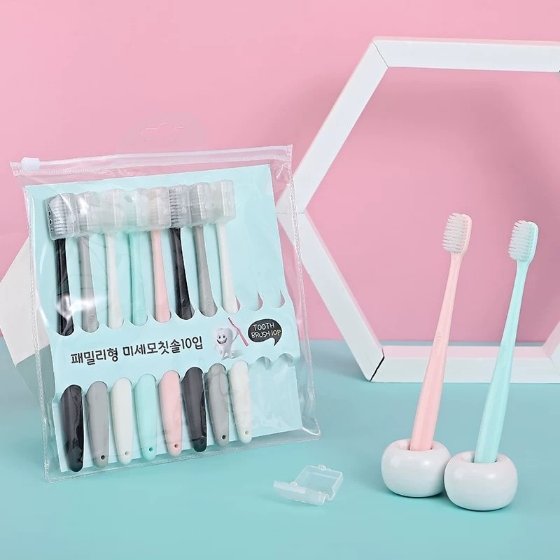 10支馬卡龍牙刷 韓版帶護套馬卡瓏龍牙刷10只冰琪淇淋牙刷-細節圖8