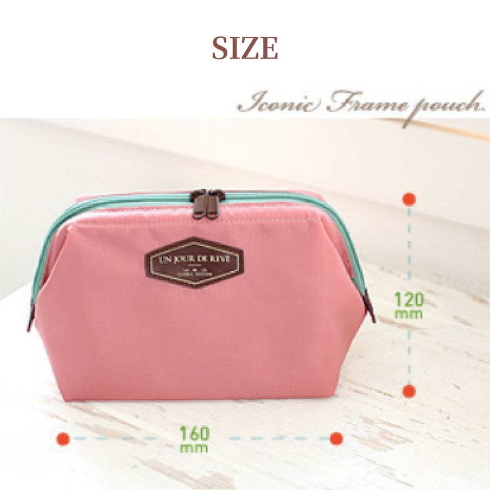 蛙口化妝包 蛙口包 便攜大容量收納包 棉布洗漱包 爆款鋼架化妝包 多功能時尚大口洗漱包 方便攜帶棉布化妝包-細節圖8