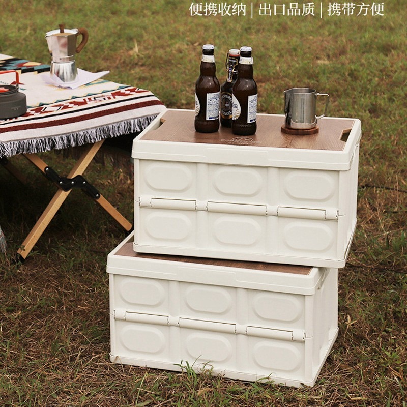 露營箱 收納箱 置物箱 整理箱 桌板折疊箱 折疊收納箱 摺疊箱 可折疊 多功能 大容量 車載戶外-細節圖2