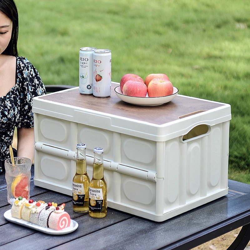 露營箱 收納箱 置物箱 整理箱 桌板折疊箱 折疊收納箱 摺疊箱 可折疊 多功能 大容量 車載戶外-細節圖4