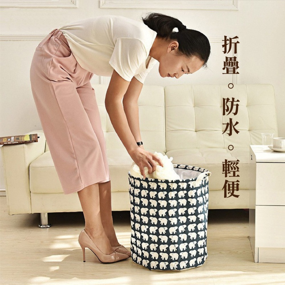 髒衣服收納筐 折疊防水洗衣籃 洗衣籃棉麻髒衣簍 玩具收納桶大號 洗衣籃-細節圖4