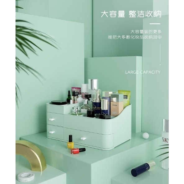 化妝品收納盒 帶抽屜收納盒 桌面文具收納架 彩妝收納櫃 儲物盒 化妝盒 辦公室置物盒 桌上 置物架-細節圖3