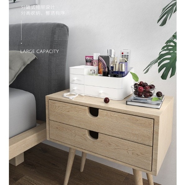 化妝品收納盒 帶抽屜收納盒 桌面文具收納架 彩妝收納櫃 儲物盒 化妝盒 辦公室置物盒 桌上 置物架-細節圖6