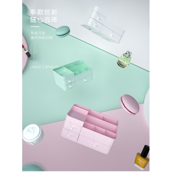 化妝品收納盒 帶抽屜收納盒 桌面文具收納架 彩妝收納櫃 儲物盒 化妝盒 辦公室置物盒 桌上 置物架-細節圖7