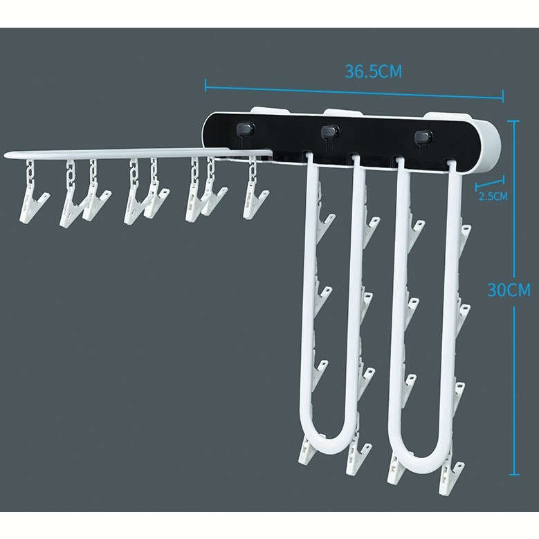 免打孔壁掛式曬襪子神器 折疊掛式旋轉晾衣架 陽台廁所晾衣多功能夾子 曬襪架 晾曬架-細節圖8