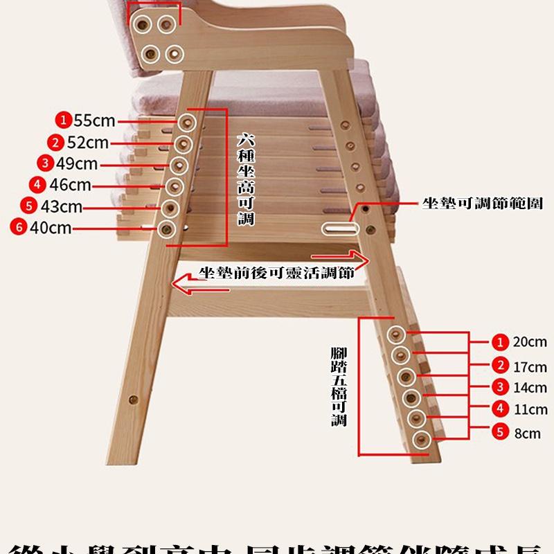 【未來科技】  學習椅 可調高度 兒童學習椅 升降椅 成長椅 兒童座椅 寫字椅 兒童實木多檔調節餐桌椅 可拆洗 兒童書桌-細節圖8