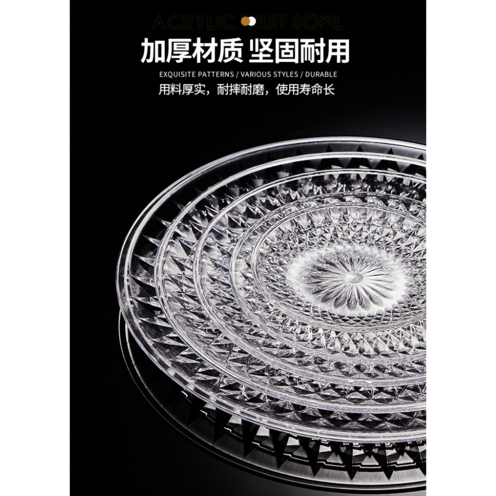 現貨 壓克力 水果盤 KTV果盤 塑膠果盤 盤子 酒吧 小吃碟 糖果盤 透明果盤 廚房 水果盤 20cm-細節圖2