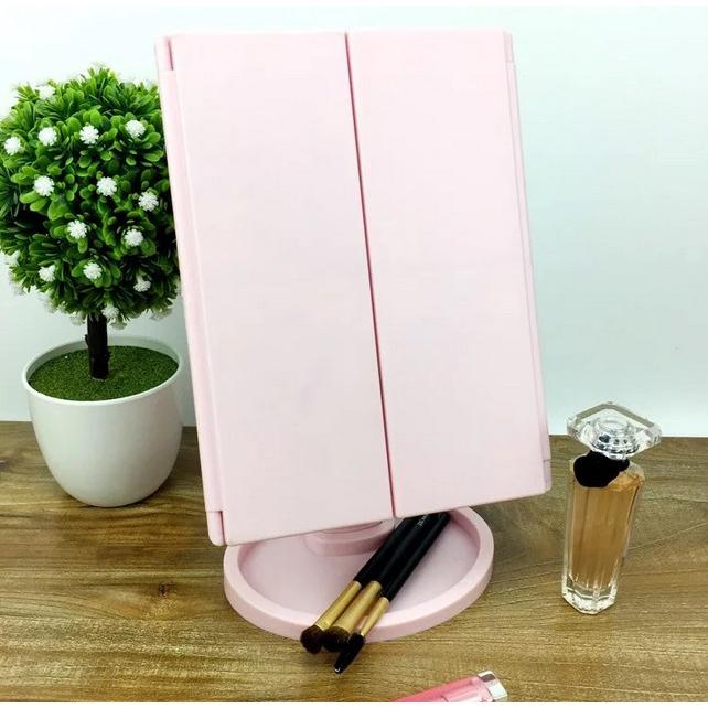 現貨 可調光LED鏡 化妝鏡 三面化妝鏡 美妝鏡 折疊補光化妝鏡 三折鏡 宿舍桌面梳妝鏡 觸控式梳妝鏡子-細節圖3