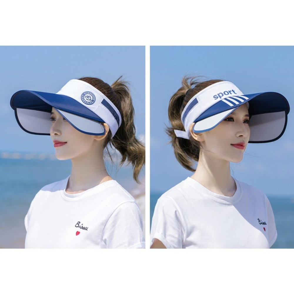 台灣現貨 伸縮遮陽帽 防曬遮陽帽女遮陽帽抗uv兩用女防曬帽夏天遮陽帽防紫外線遮臉可伸縮拉板空頂 出遊 戶外 百搭 太陽帽-細節圖2