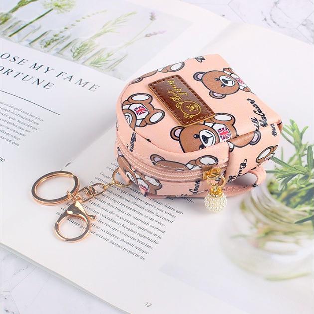 現貨 韓版 迷你 小書包 錢包 可愛 卡通 小熊 少女心 鑰匙扣 零錢包 小包 小熊零錢包 小錢包-細節圖3