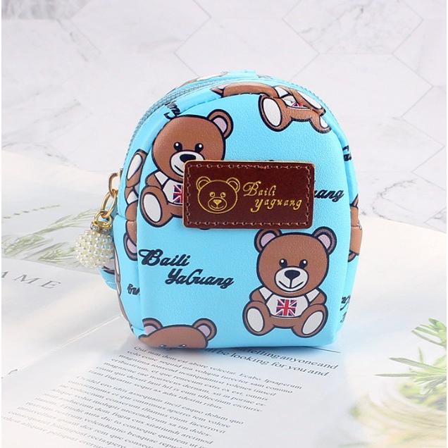 現貨 韓版 迷你 小書包 錢包 可愛 卡通 小熊 少女心 鑰匙扣 零錢包 小包 小熊零錢包 小錢包-細節圖5