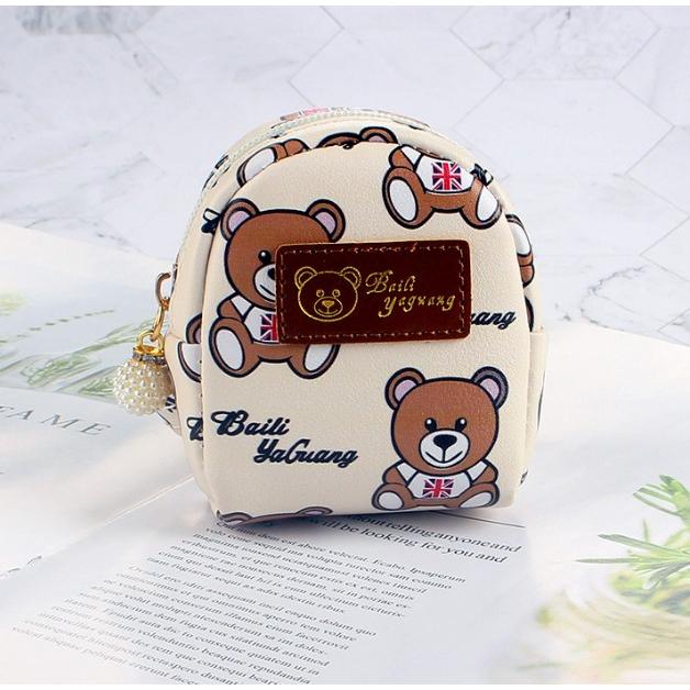 現貨 韓版 迷你 小書包 錢包 可愛 卡通 小熊 少女心 鑰匙扣 零錢包 小包 小熊零錢包 小錢包-細節圖6