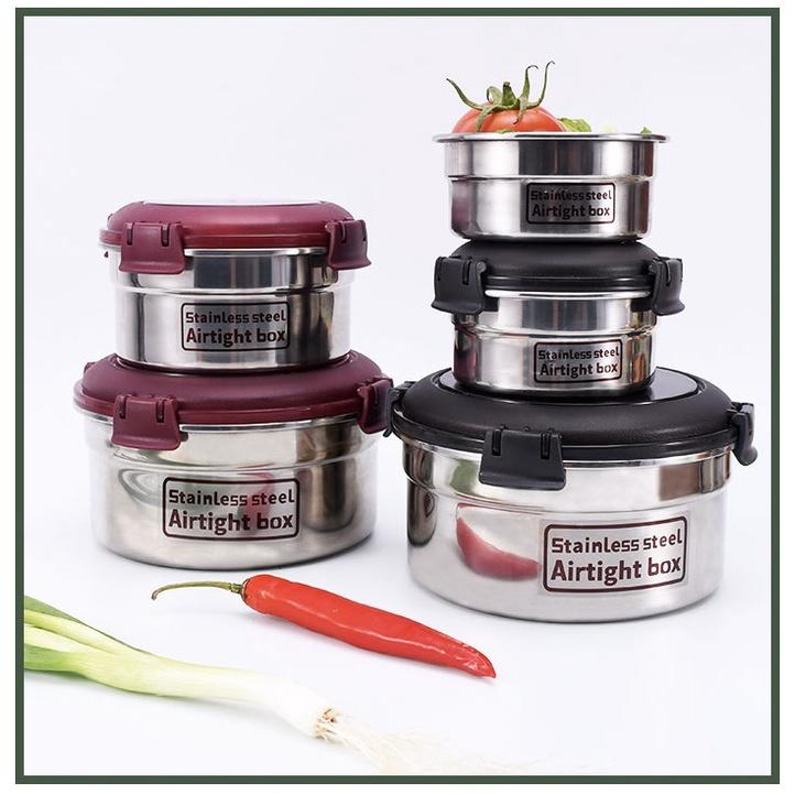 現貨 304 不鏽鋼 耐熱 密封 保鮮盒 不鏽鋼保鮮盒 泡麵碗 圓形 便當盒 不鏽鋼便鮮盒 餐盒-細節圖2