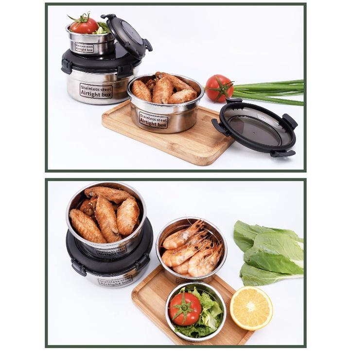 現貨 304 不鏽鋼 耐熱 密封 保鮮盒 不鏽鋼保鮮盒 泡麵碗 圓形 便當盒 不鏽鋼便鮮盒 餐盒-細節圖6