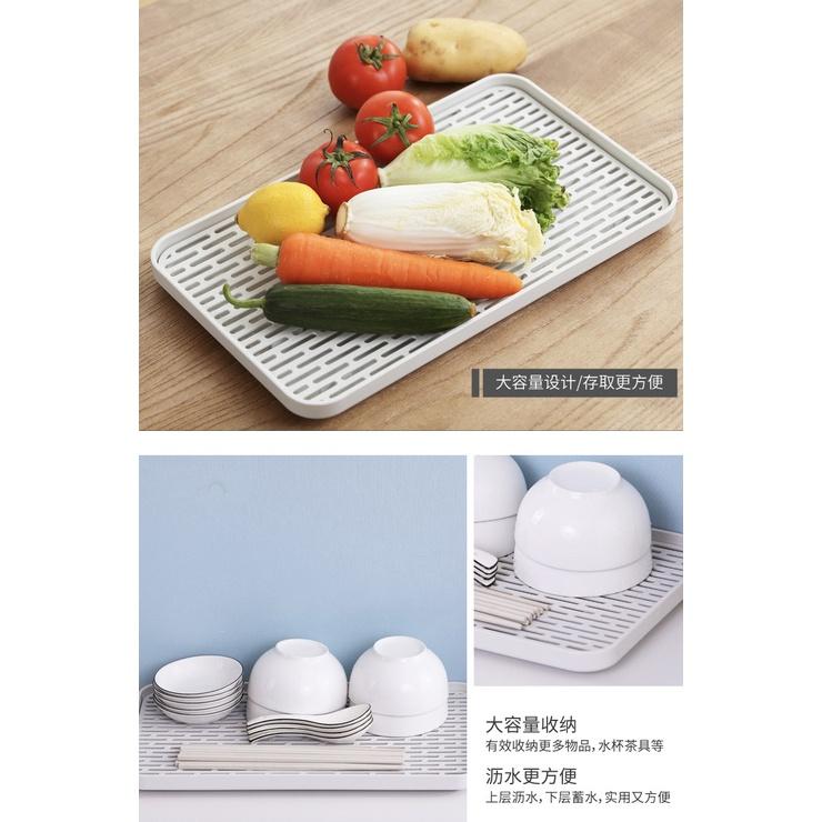 創意雙層瀝水盤 多功能瀝水盤 多功能雙層瀝水盤 塑膠長方形置物盤 廚房托盤 家用水果盤 茶盤 家用水果托盤 雙層瀝水盤-細節圖2