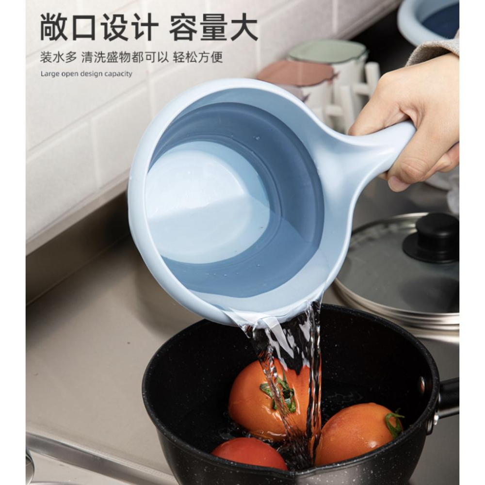 現貨 北歐風格 折疊式水瓢 家用廚房水瓢可懸掛 多功能摺疊收縮浴室洗頭矽膠水瓢 折疊式水瓢-細節圖3