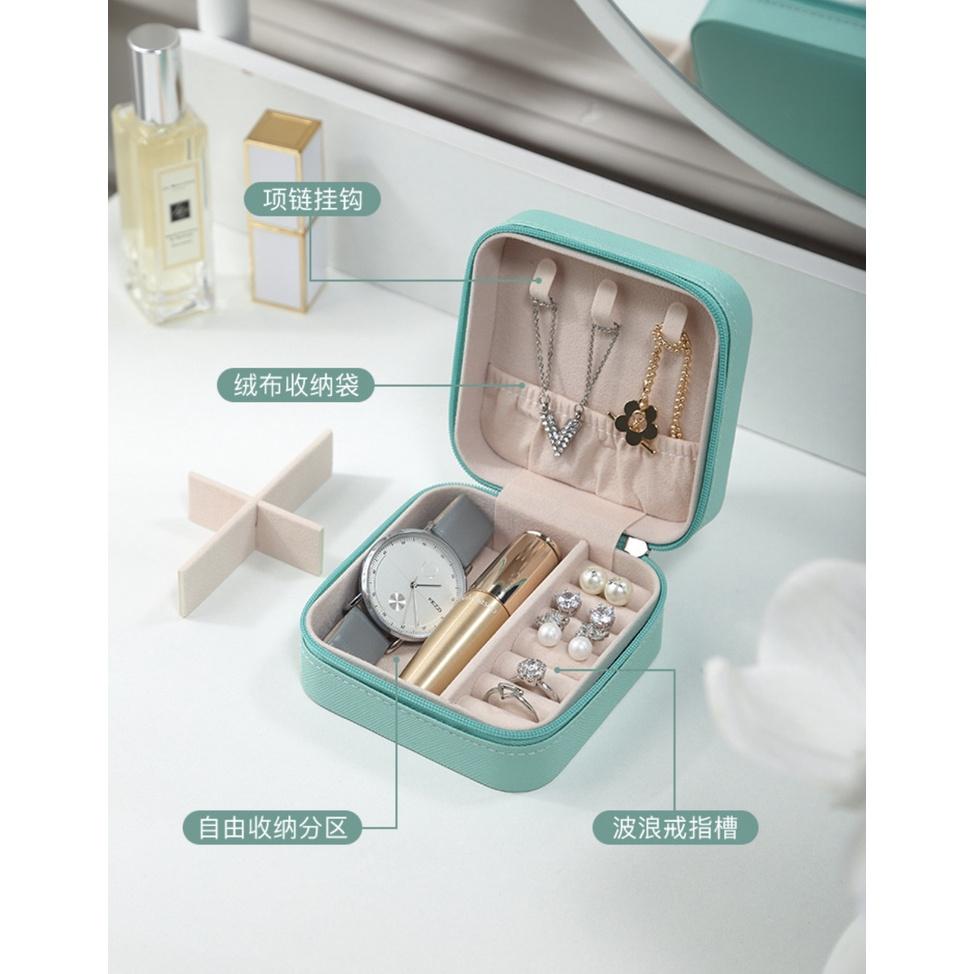便攜式 飾品收納盒 旅行首飾收納盒 迷你飾品包 耳釘耳環項鏈飾品首飾收納盒 首飾盒 質感絨布珠寶首飾收納-細節圖2