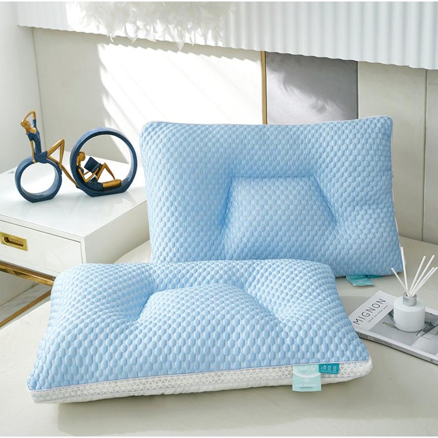 現貨 凉感冰絲護頸枕 枕頭護頸椎 助睡眠成人羽絲絨填充枕 冰涼枕 夏涼枕 枕頭 護頸枕 冰絲 涼感-細節圖2