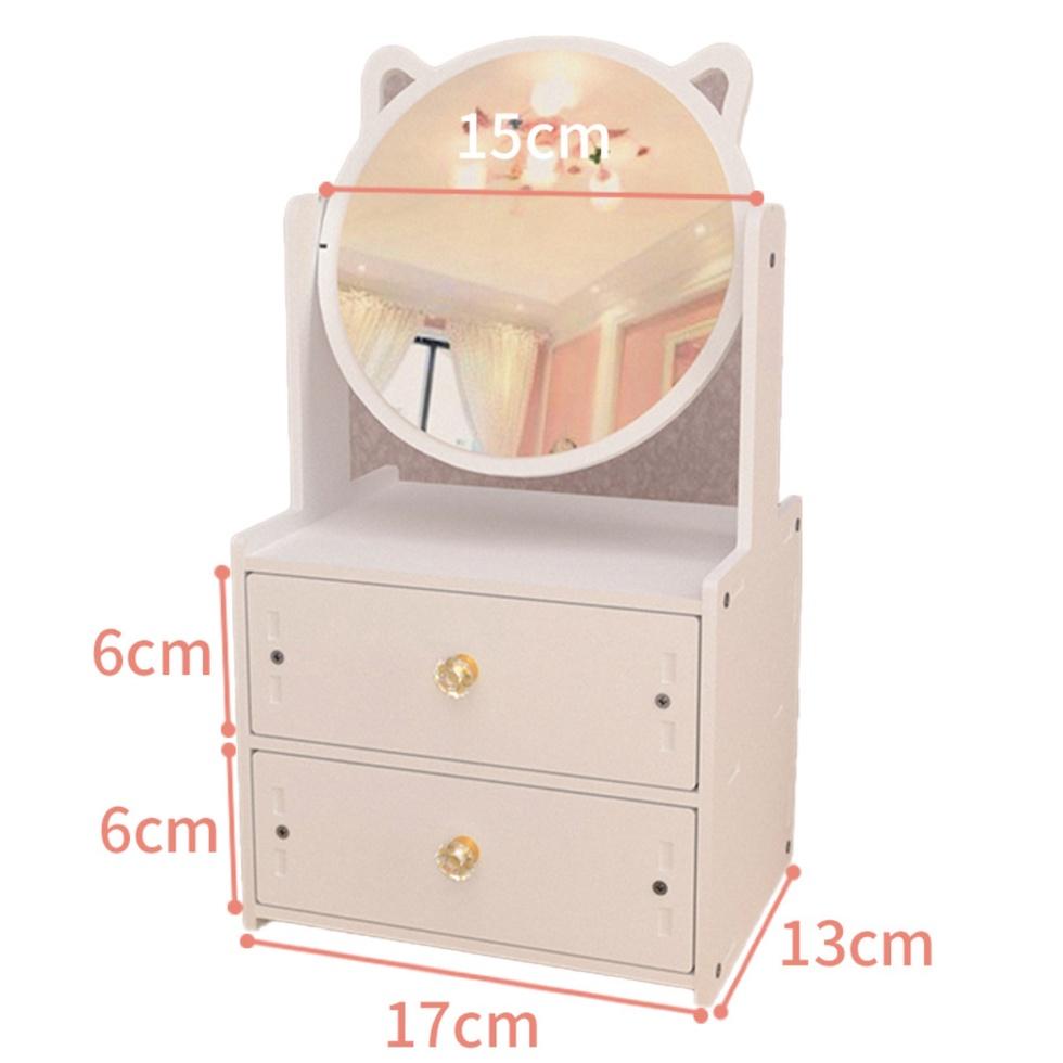 現貨 抽屜化裝鏡 折疊化妝鏡 隨身鏡 桌面化妝鏡 公主鏡 北歐色 二層抽屜 收納盒 飾品收納盒 收納盒化妝鏡 鏡子-細節圖2