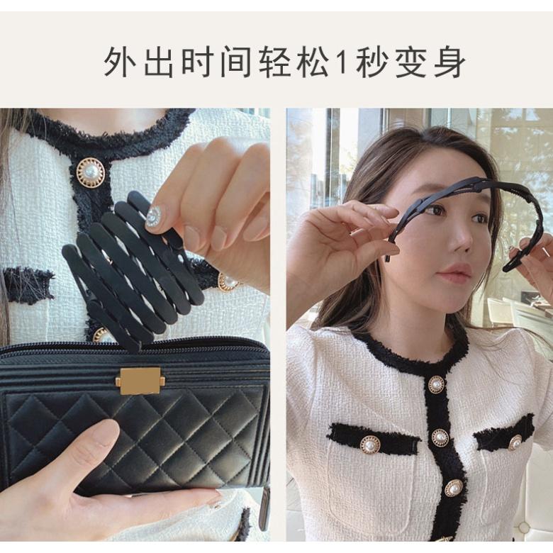 現貨 可伸縮折疊髮箍 日韓 便攜式 伸縮 髮箍 伸縮髮箍 折疊髮箍 霧面 磨砂 隨身 折疊 髮帶 髮飾 髮圈-細節圖2