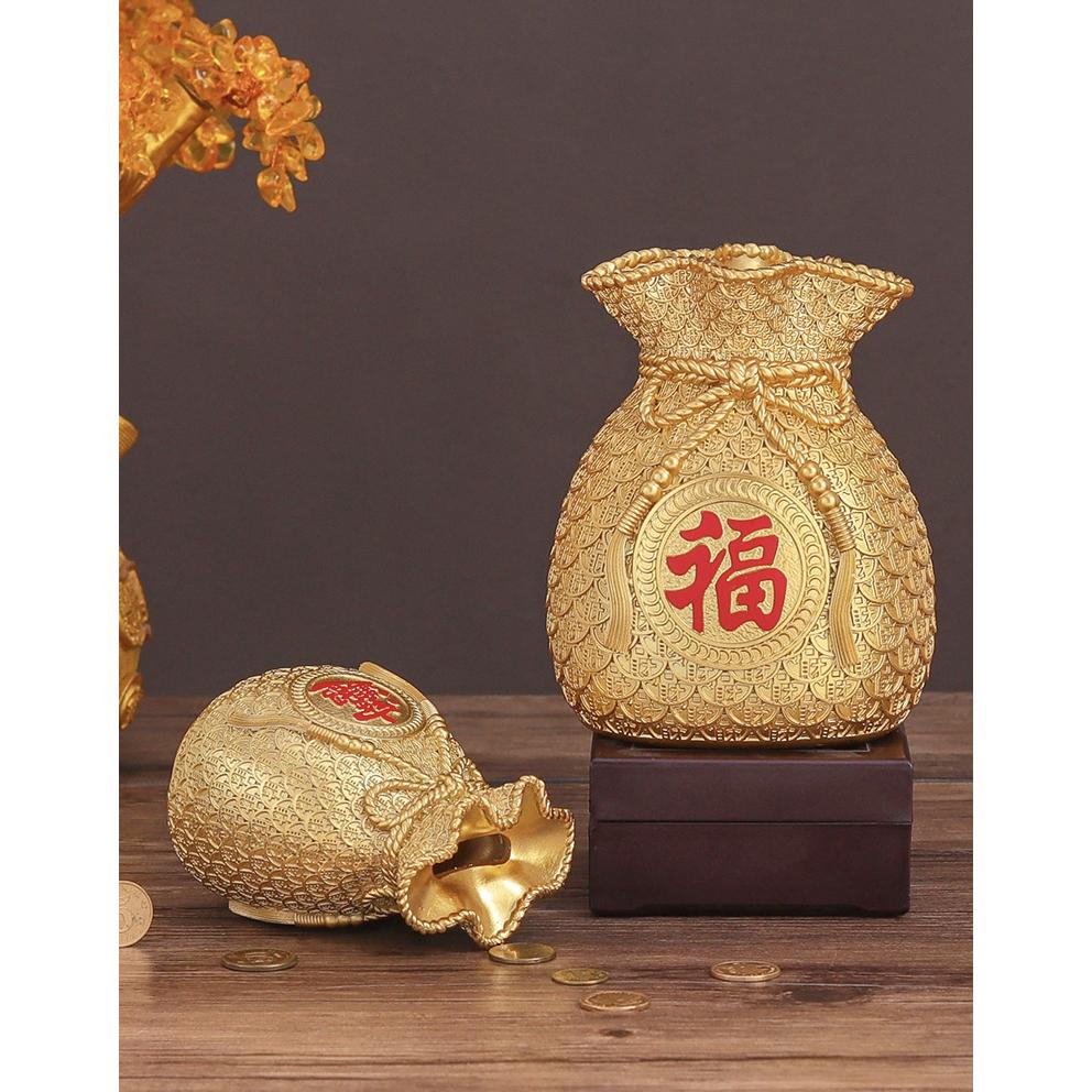 現貨 招財進寶 錢袋 存錢 桌面收納 桌面小擺件 裝飾品擺設 居家生活工藝品 開業禮物 存錢罐 存錢桶 擺飾-細節圖2
