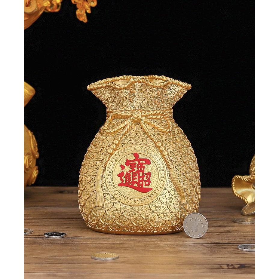 現貨 招財進寶 錢袋 存錢 桌面收納 桌面小擺件 裝飾品擺設 居家生活工藝品 開業禮物 存錢罐 存錢桶 擺飾-細節圖3