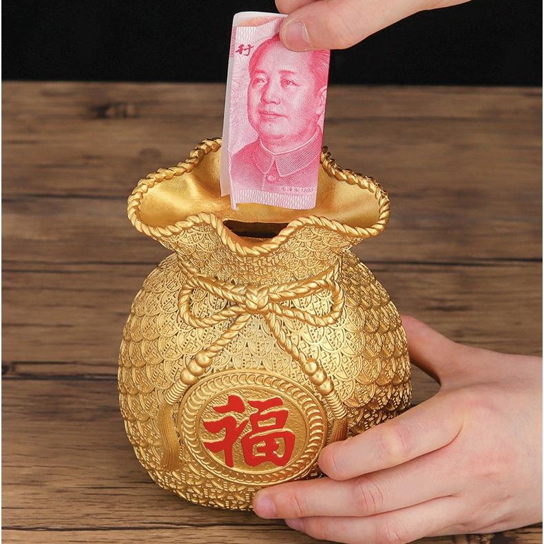 現貨 招財進寶 錢袋 存錢 桌面收納 桌面小擺件 裝飾品擺設 居家生活工藝品 開業禮物 存錢罐 存錢桶 擺飾-細節圖4