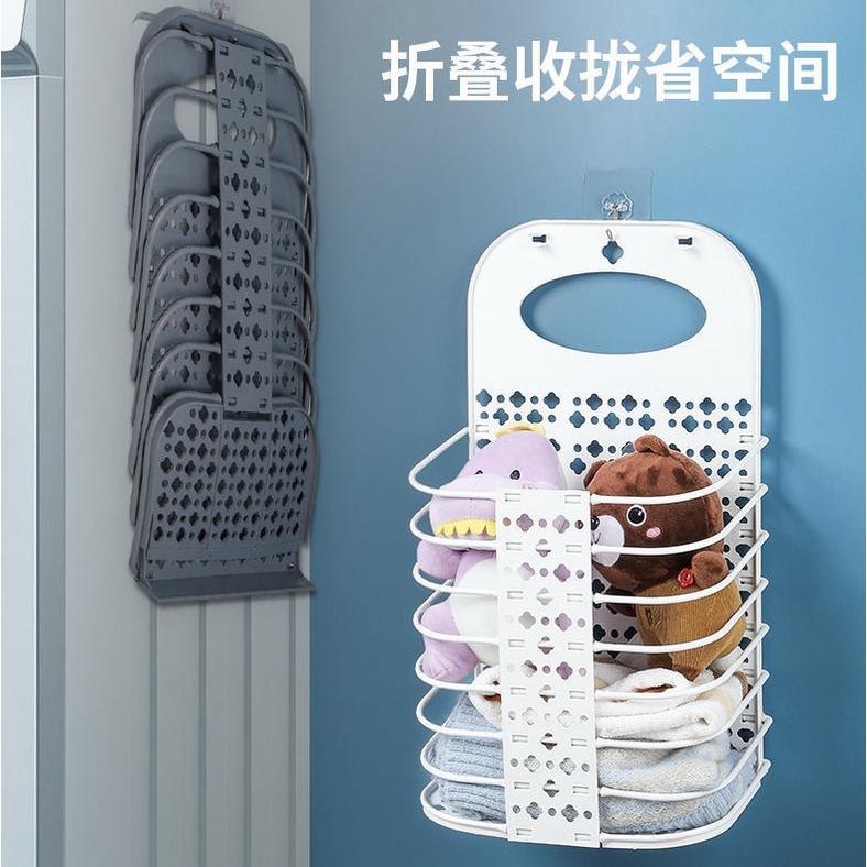 現貨 壁掛式 折疊 洗衣籃 收納 折疊 洗衣 衣物 收納籃 洗衣籃 伸縮 折疊 可掛式-細節圖2