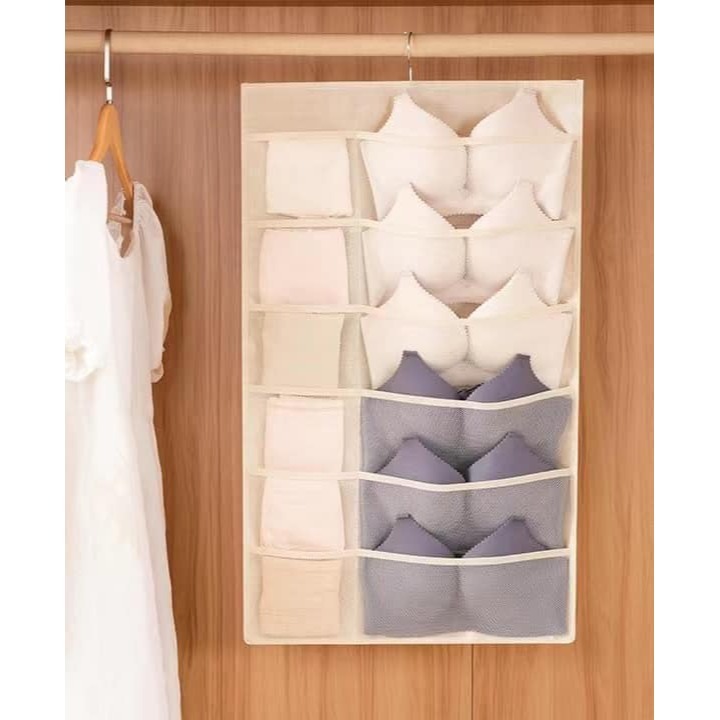 雙面收納 內衣褲襪子 懸掛收納袋 顏色隨機-細節圖2