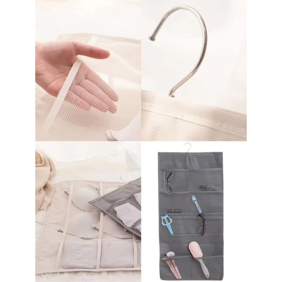 雙面收納 內衣褲襪子 懸掛收納袋 顏色隨機-細節圖5