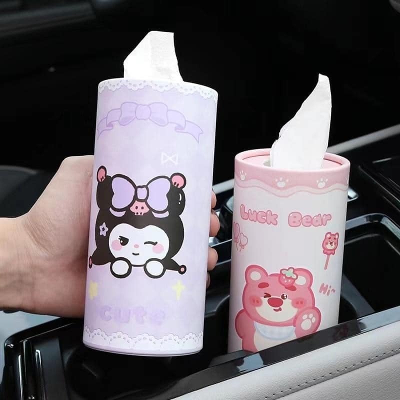 卡通創意 車載圓筒紙巾盒 30抽 3款-細節圖2
