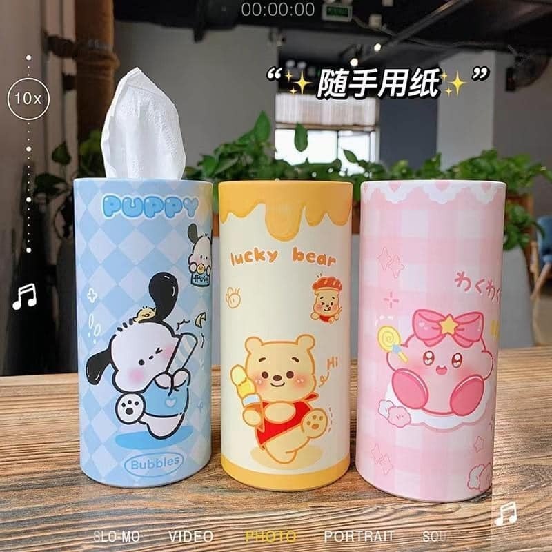 卡通創意 車載圓筒紙巾盒 30抽 3款-細節圖3