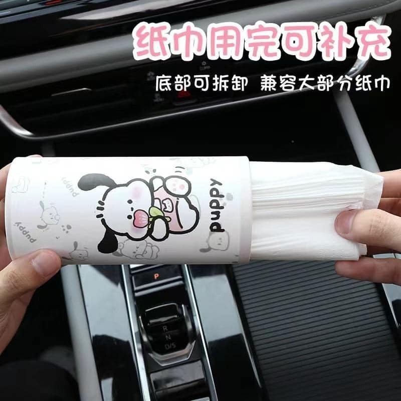 卡通創意 車載圓筒紙巾盒 30抽 3款-細節圖4
