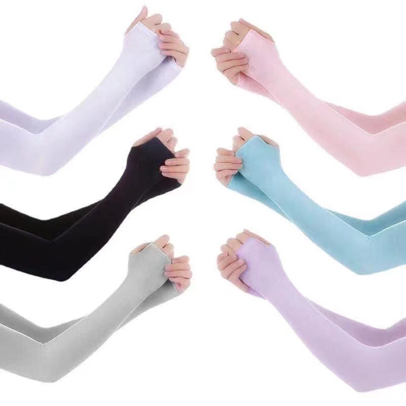 男女通用 UPF50+抗紫外線 冰絲防曬袖套 四雙/組 顏色隨機-細節圖2