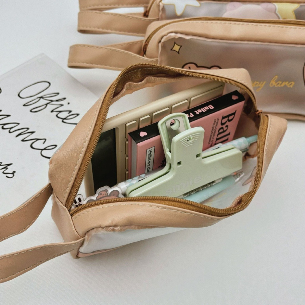 可手提 大容量筆袋 卡皮巴拉透明筆袋 款式隨機-細節圖3